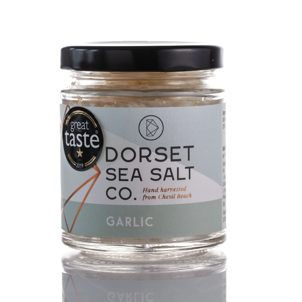 Garlic infused Dorset Sea Salt 100g at £5.99 only from Dorset Sea Salt Co.
