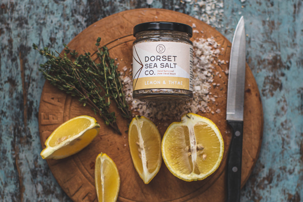 Lemon & Thyme infused Dorset Sea Salt 100g at £5.99 only from Dorset Sea Salt Co.